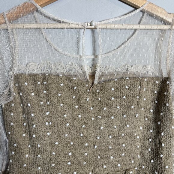 NWT Anthropologie Ryu Long Sleeve Sheer Lace Dress Women's Small Ivory Layered - Picture 10 of 14